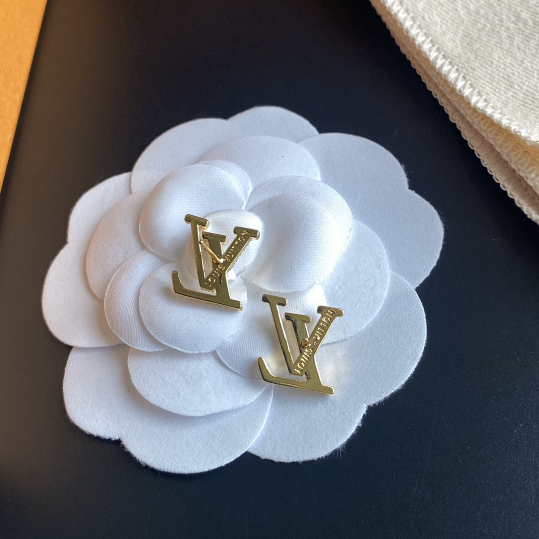 Louis Vuitton LV crystal diamond monogram stud earrings in S925 sterling silver pin