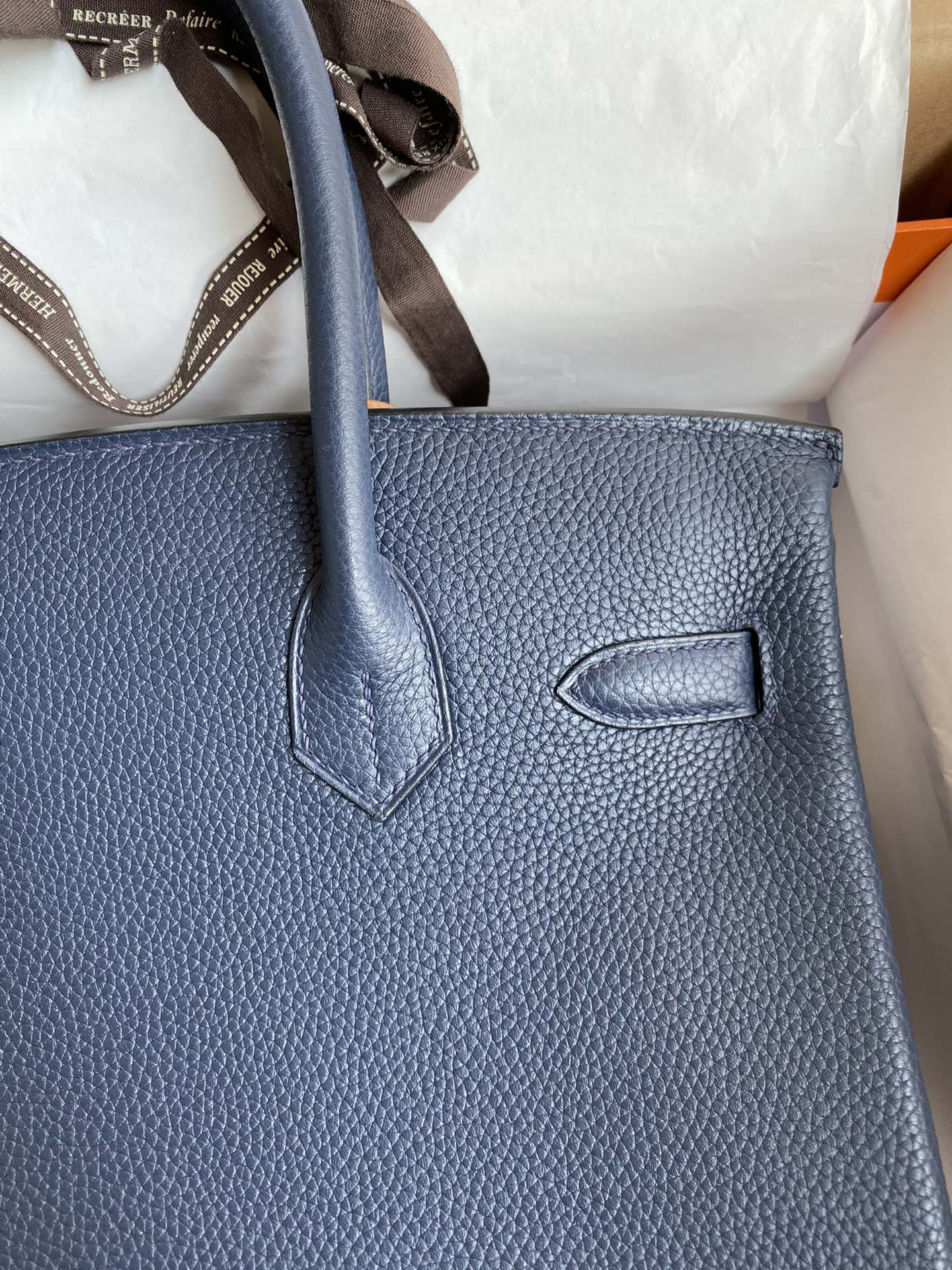 Birkin 25/30/35cm imported Togo leather dark blue gold buckle