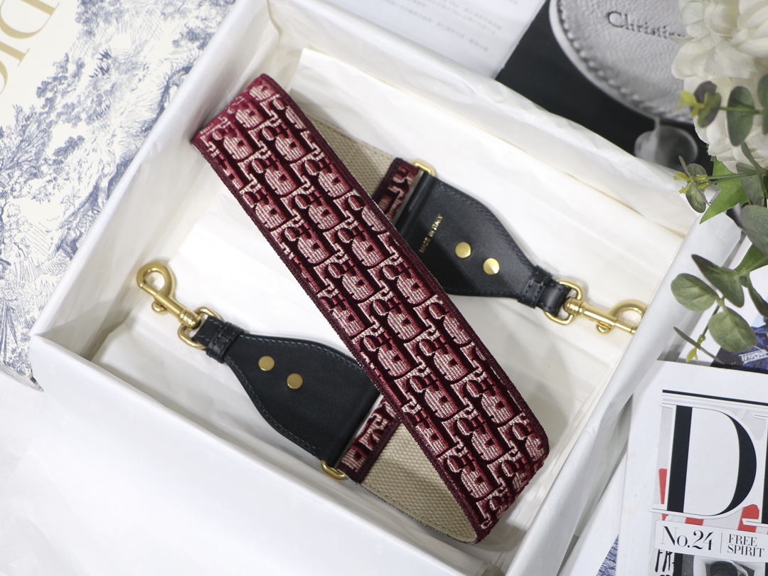 Dior date red D Oblique velvet shoulder strap