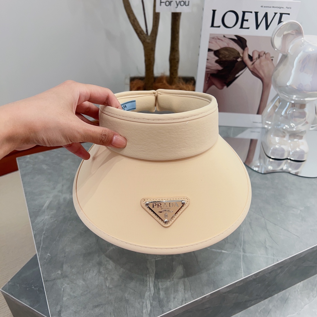 [PRADA Prada] 2023 summer new ice silk sun visor empty top hat