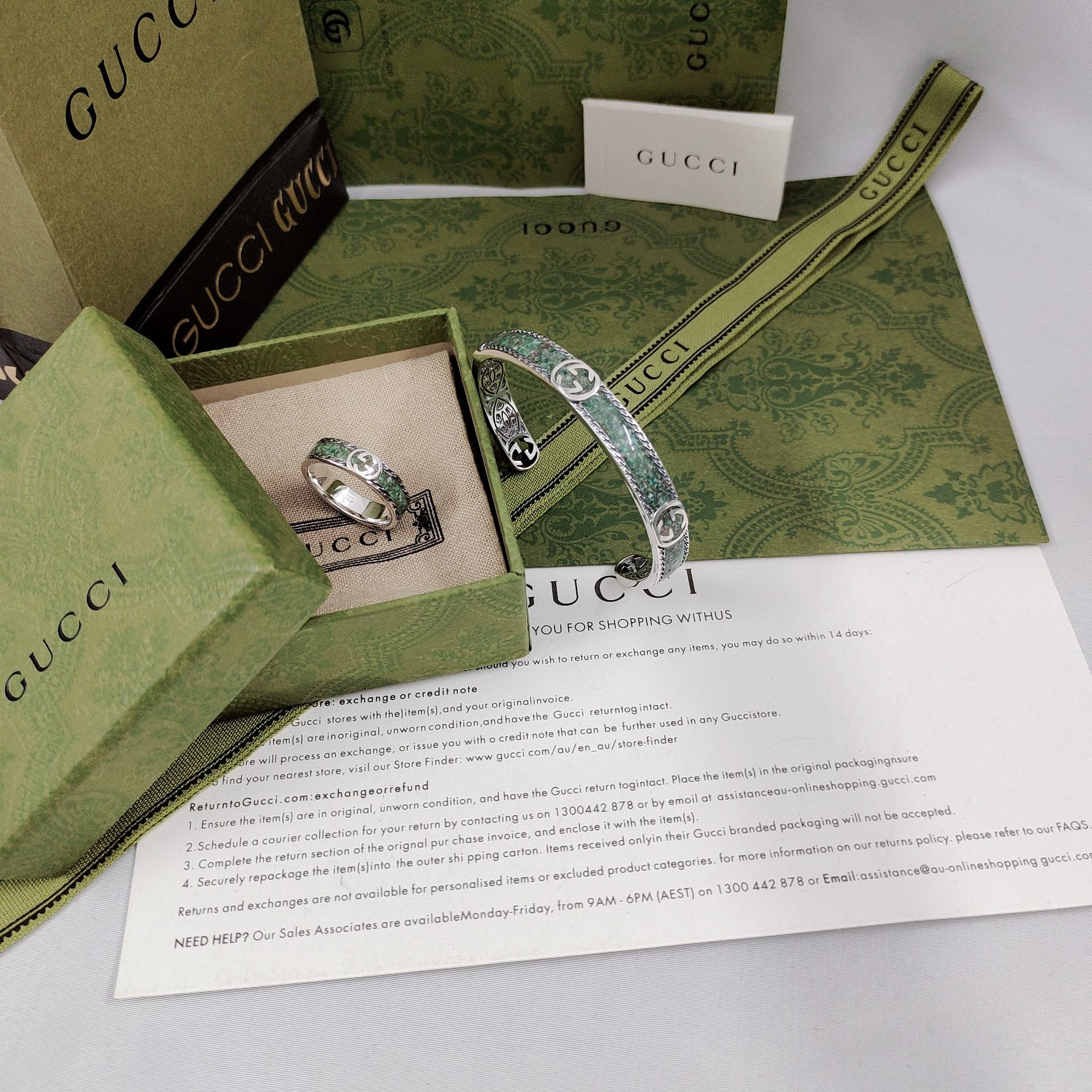 𝐆𝐮𝐜𝐜𝐢 Interlocking Light Sapphire Enamel Bracelet