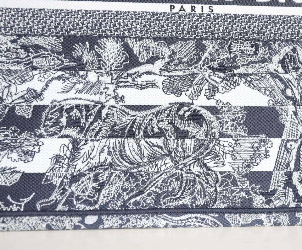DIOR TOTE blue striped tiger pattern
