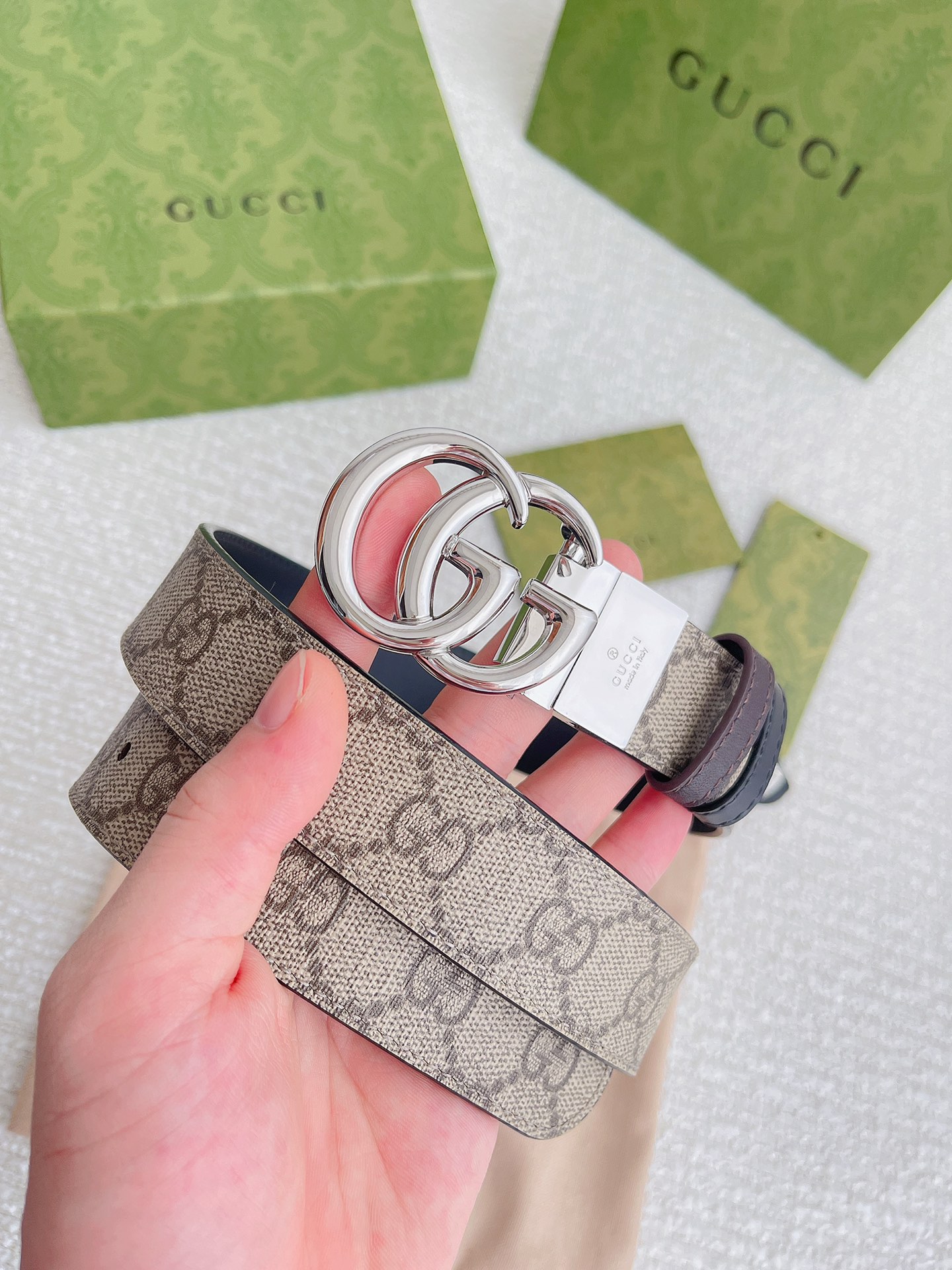 GUCCI imported calfskin leather