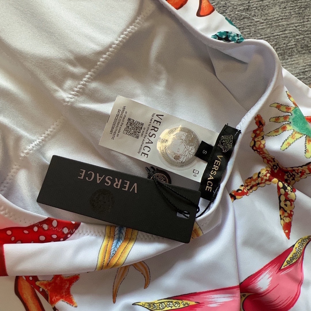 versace new starfish shell print backless u-neck one piece swimming costume