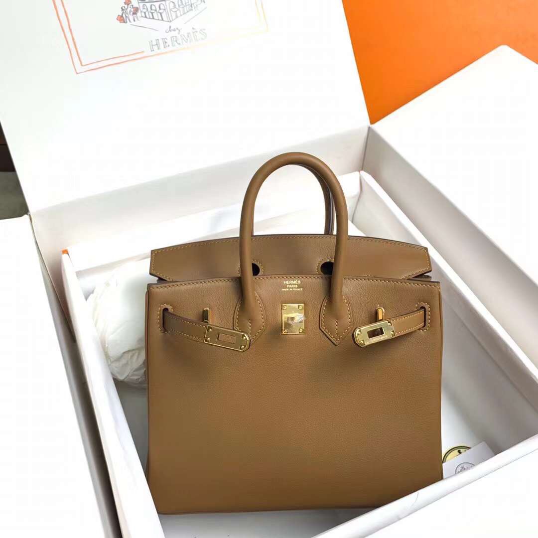 Birkin 25cm Do weimaraner beige gold buckle silver buckle original swift calfskin top craftsmanship beeswax thread handmade