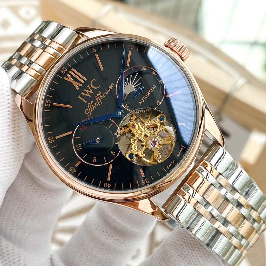 IWC- Fine men's watches Fully automatic mechanical movement, top 316 steel case and strap