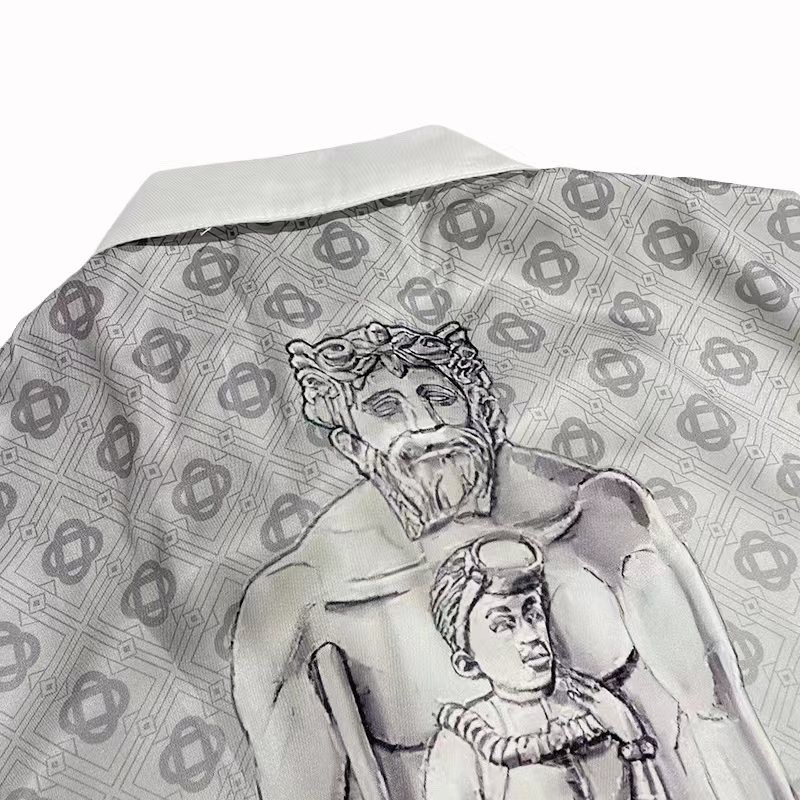 Casablanca 22SS guardian plaster, black and white gradient men and women lovers Hawaiian short-sleev