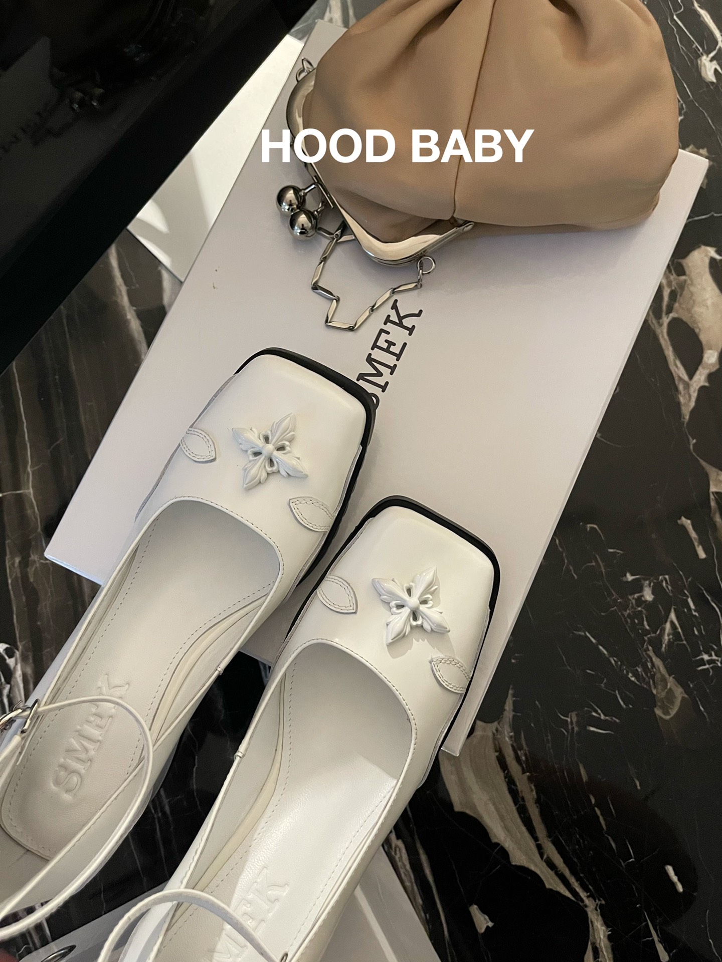 𝐒𝐌𝐅𝐊 ｜𝟐𝟎𝟐𝟐/𝐒𝐒 𝐧𝐞𝐰 SMFK New SM Cross Flower Series Chunky Heel Mary Jane Square Toe Sandals