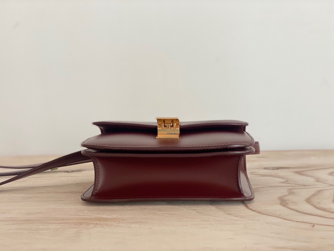 𝐂𝐞𝐥𝐢𝐧𝐞 Box Teen bag in polished calfskin