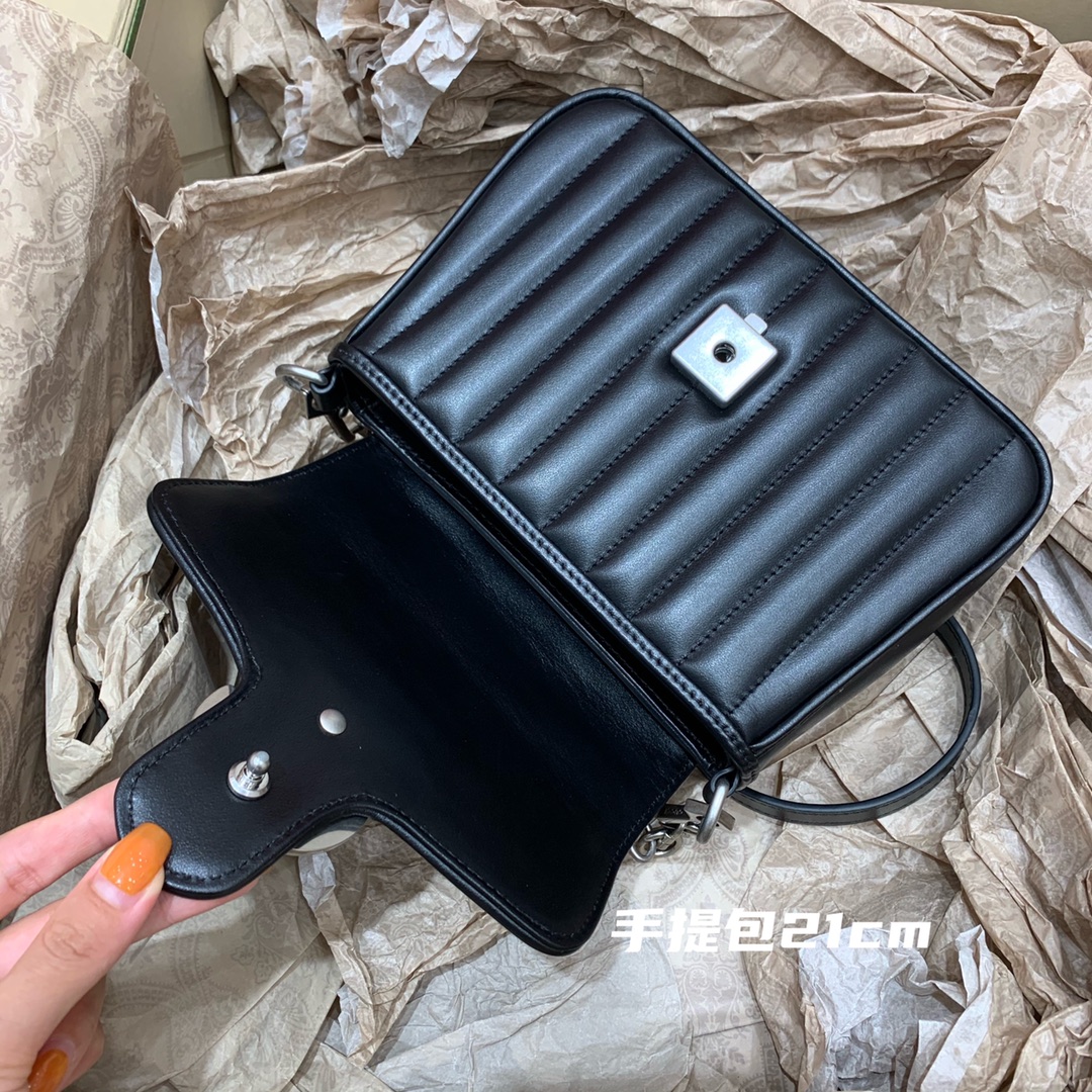 GUCCI marmont marmont geometric series (handbag black 21cm)# 583571