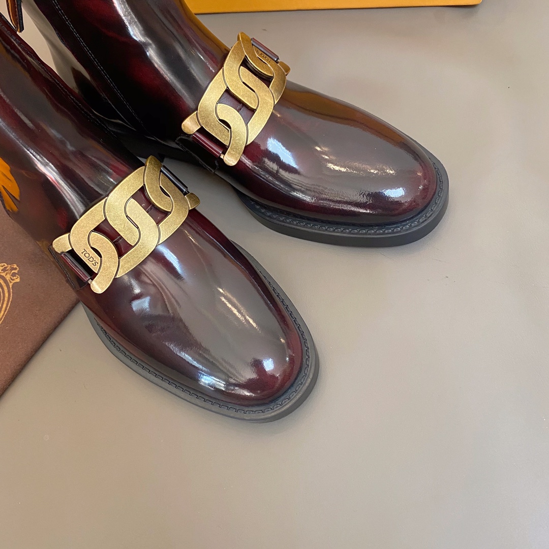 TOD'S 𝙏𝙊𝘿𝙎 Todds 2020 autumn and winter new short boots ✔️ metal buckle short boots import open edge bead cowhide