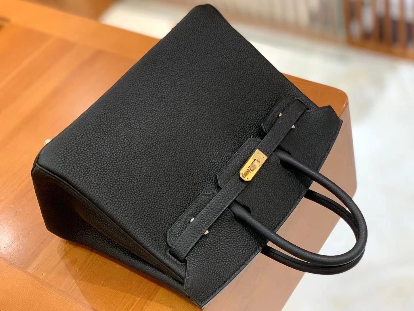 Birkin Black Gold Buckle togo French original beeswax thread