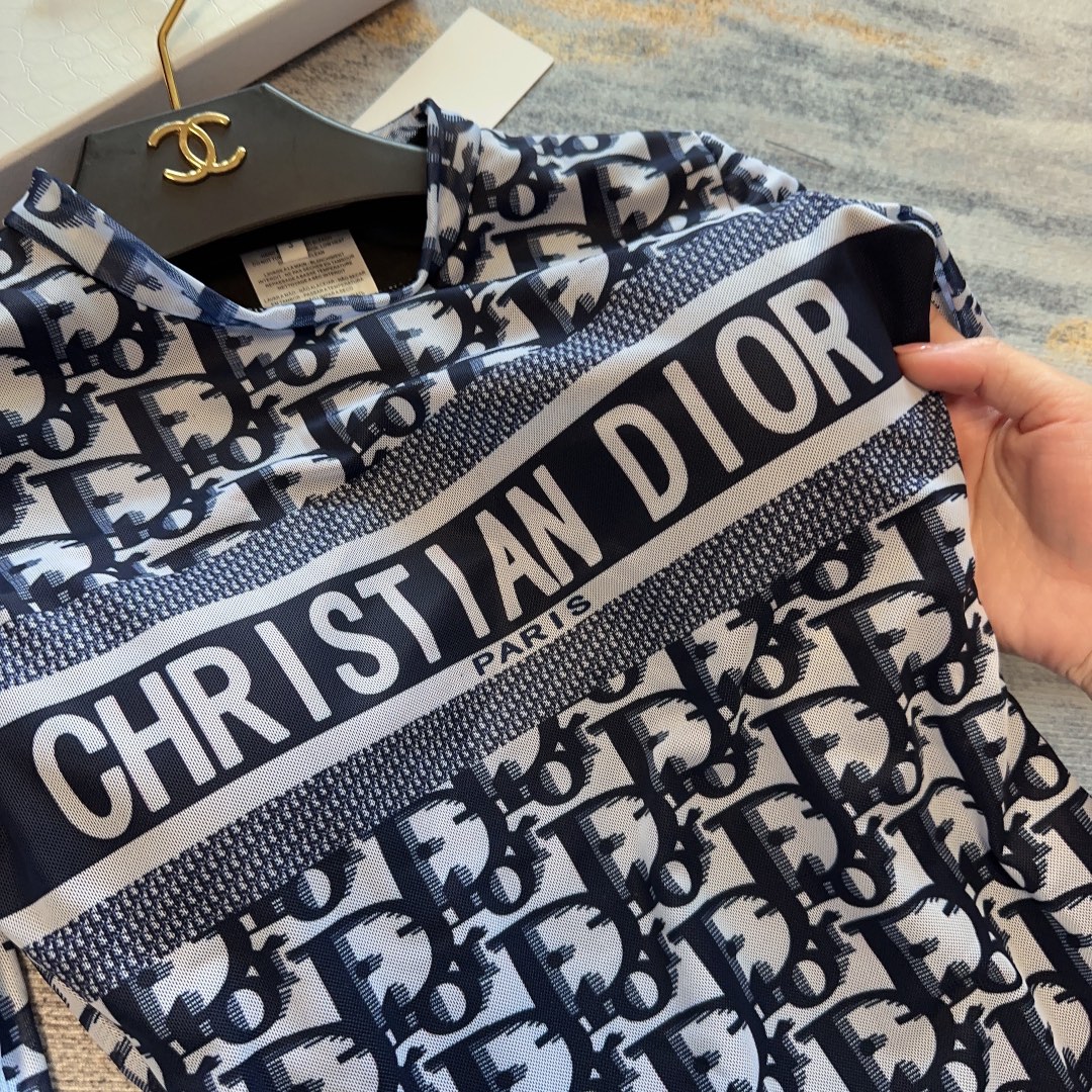 Dior gauze one-piece swimsuit