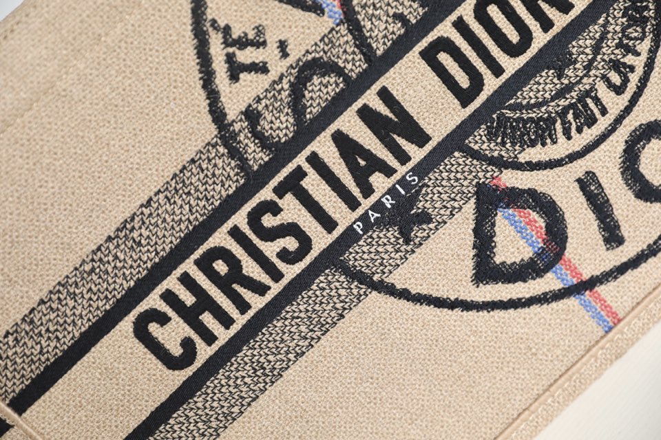 DIOR TOTE beige linen canvas