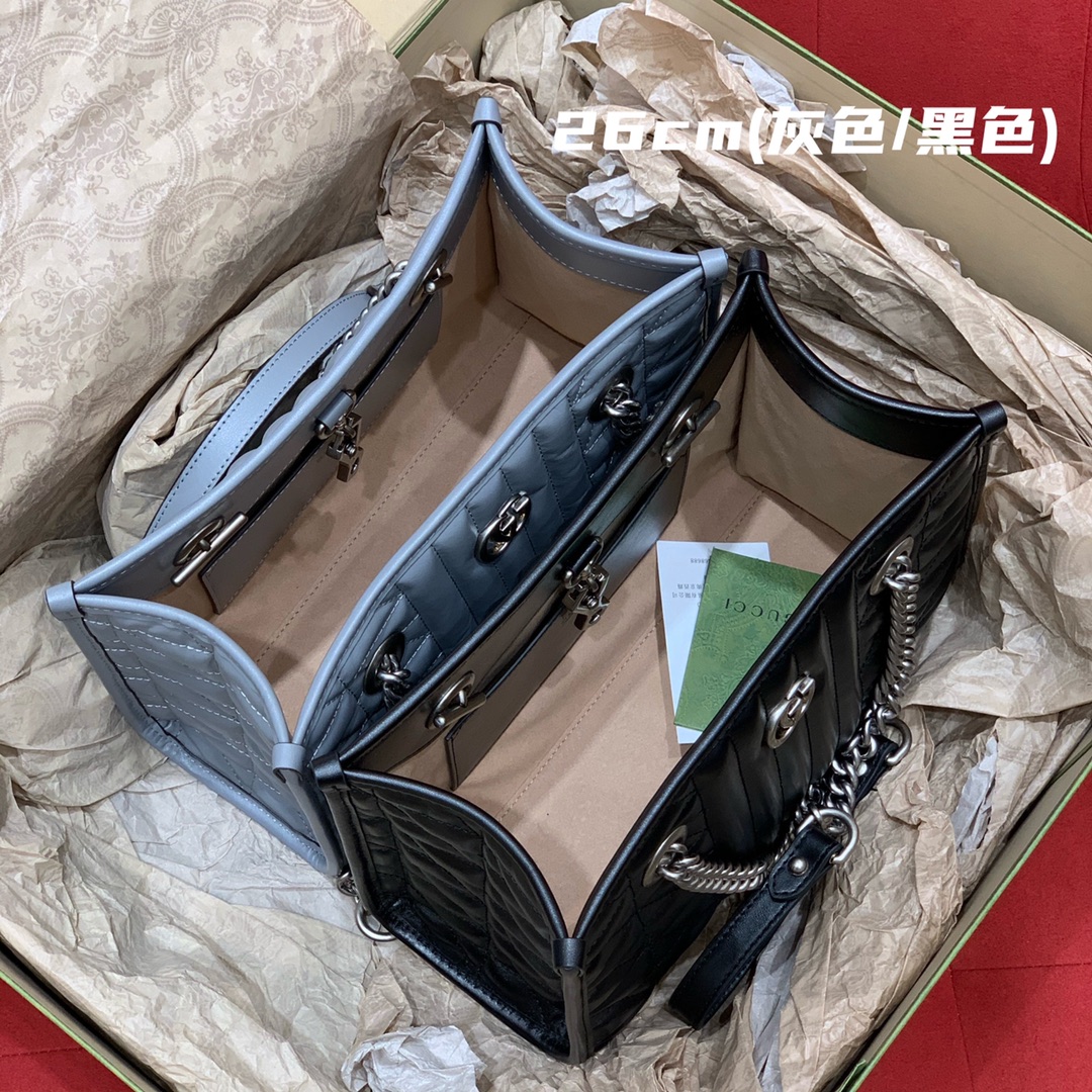 GUCCI marmont geometric series (shopping bag grey/black)#681483