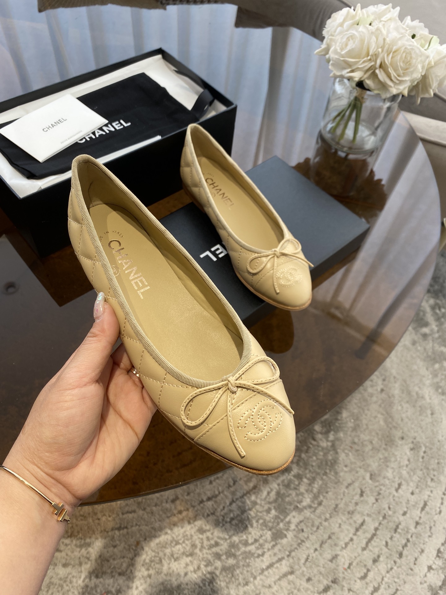 CHANEL ballet shoes Imported custom leather Italy imported leather outsole