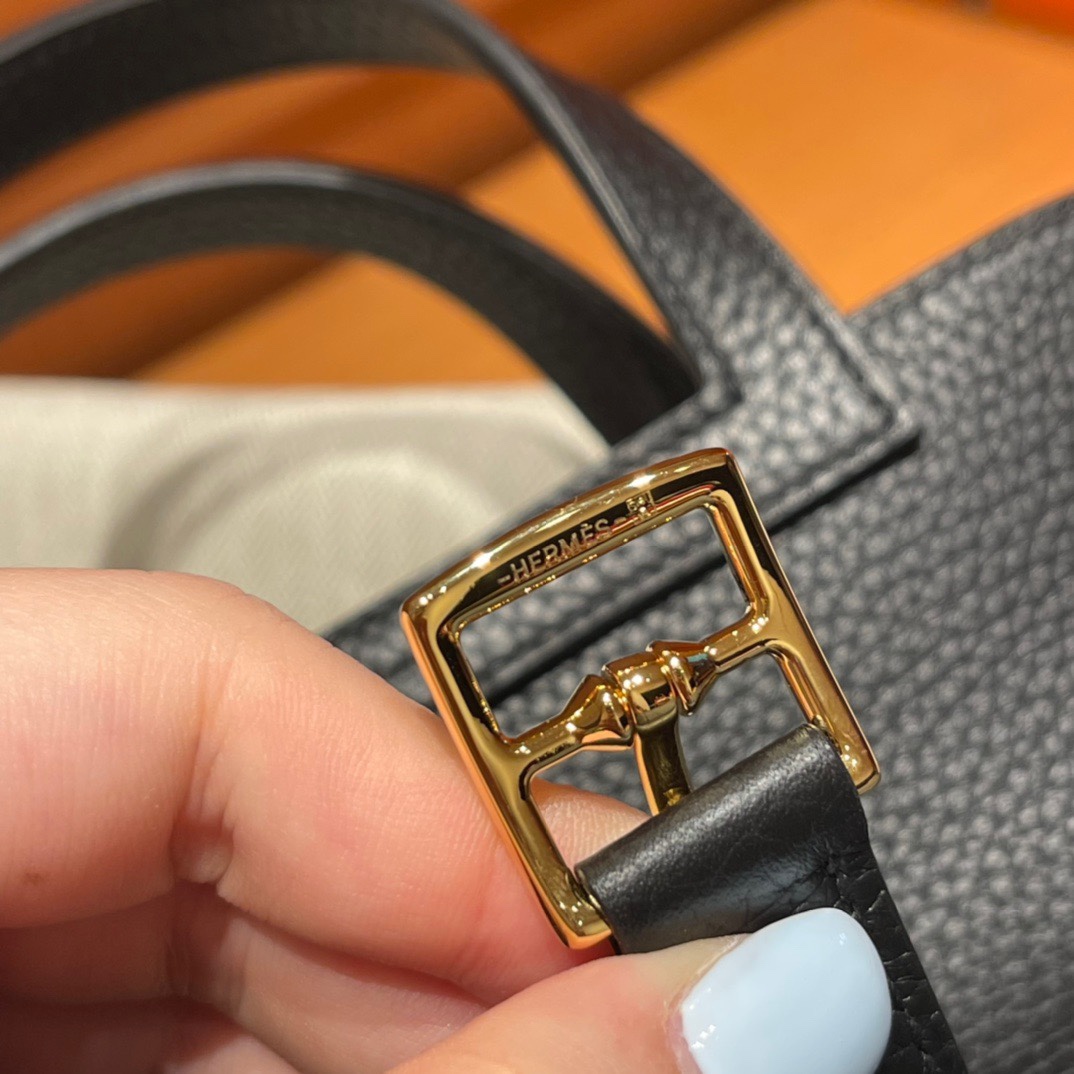 Halzan 25cm New tc Leather 89 Black Gold Buckle