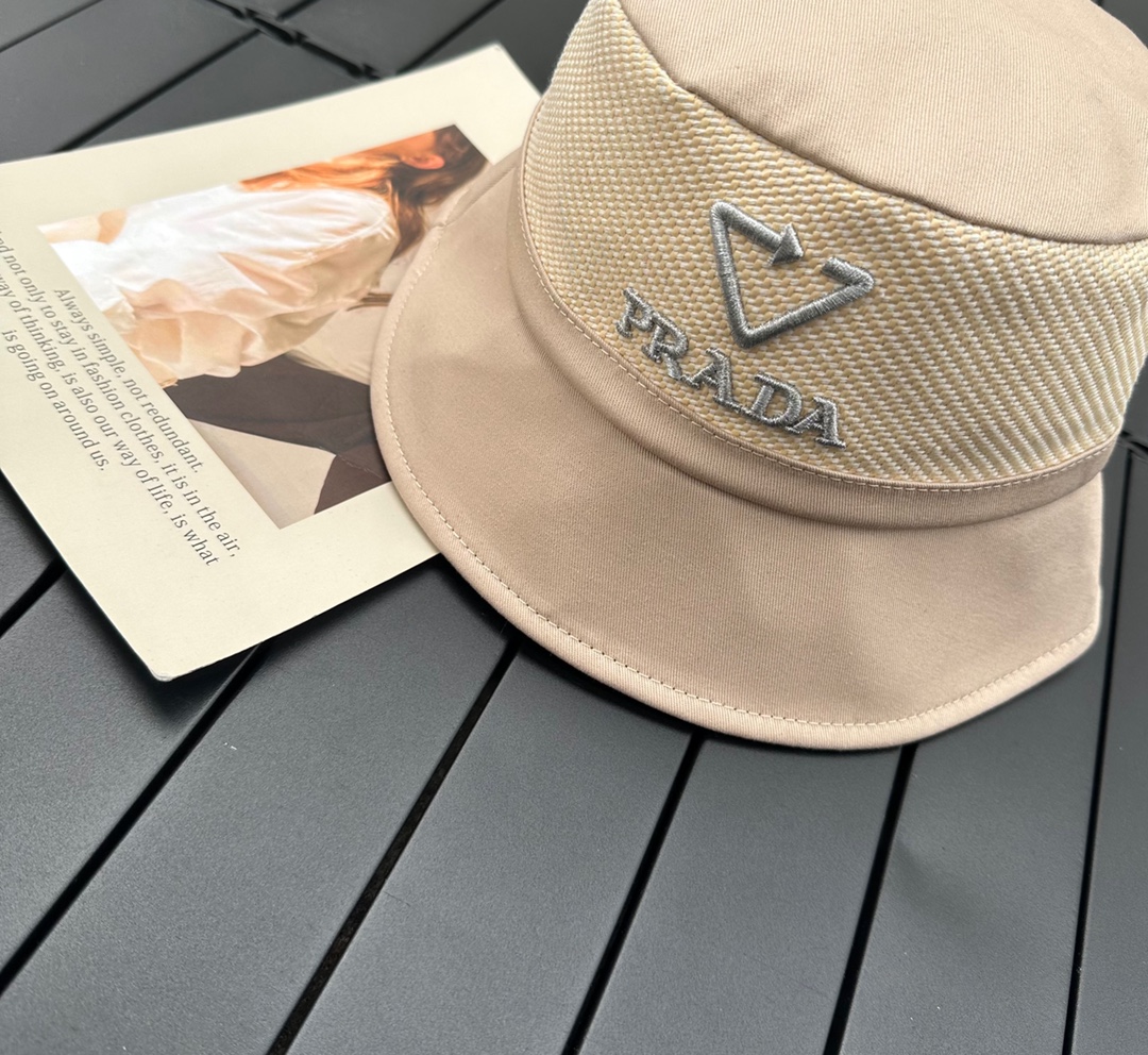prada classic triangle bucket hat