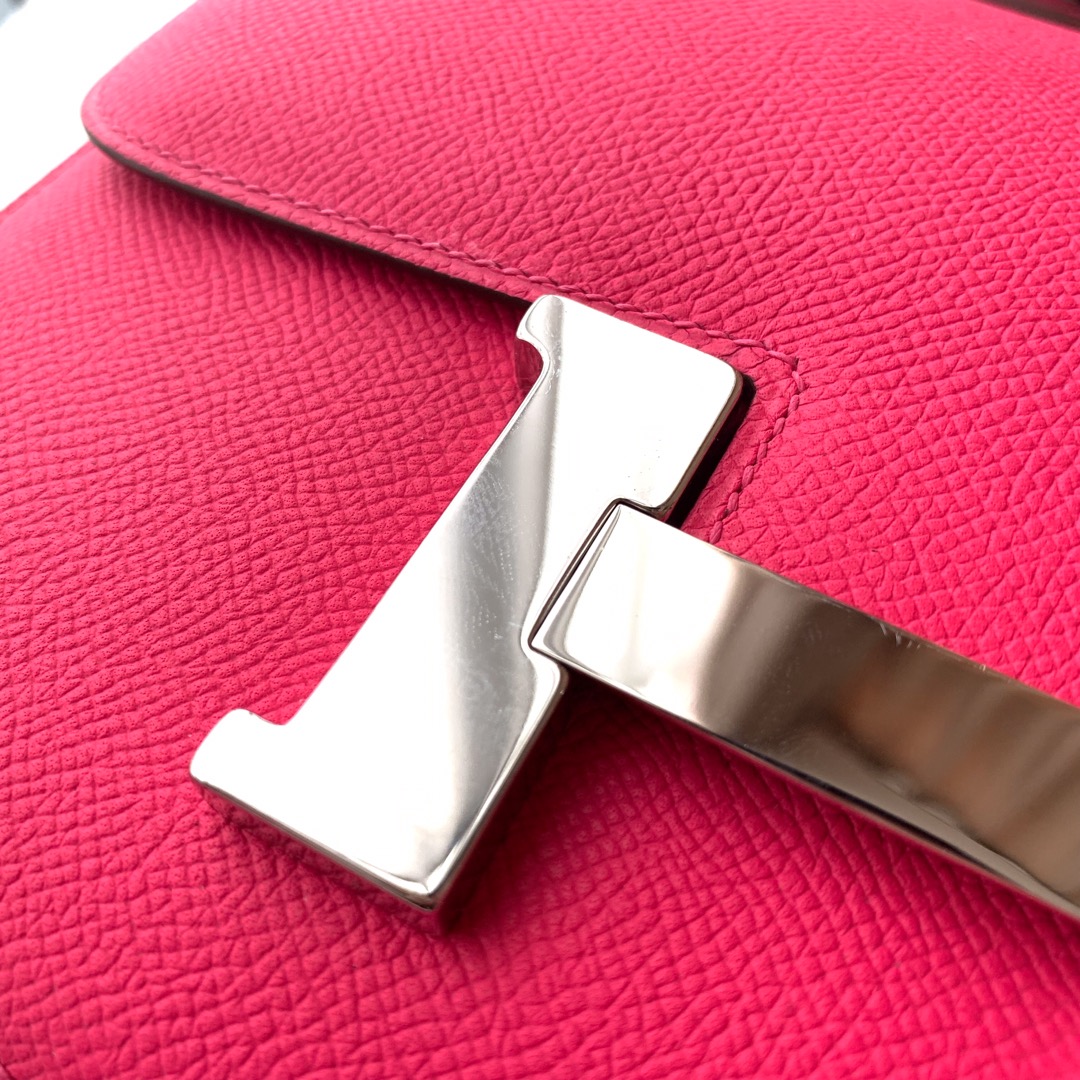 Constance 23cm epsom leather with red silver buckle