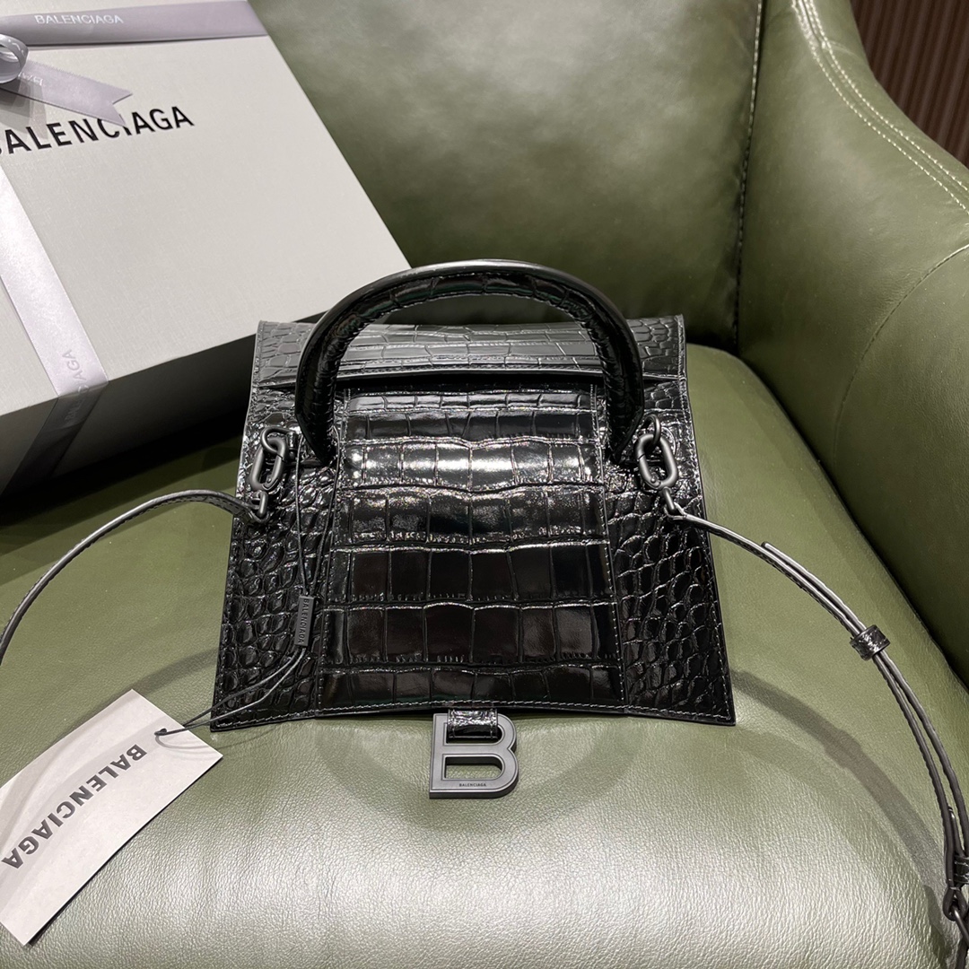 BALENCIAGA 𝐇𝐨𝐮𝐫𝐠𝐥𝐚𝐬𝐬𝐬 𝐒 crocodile-textured cowhide