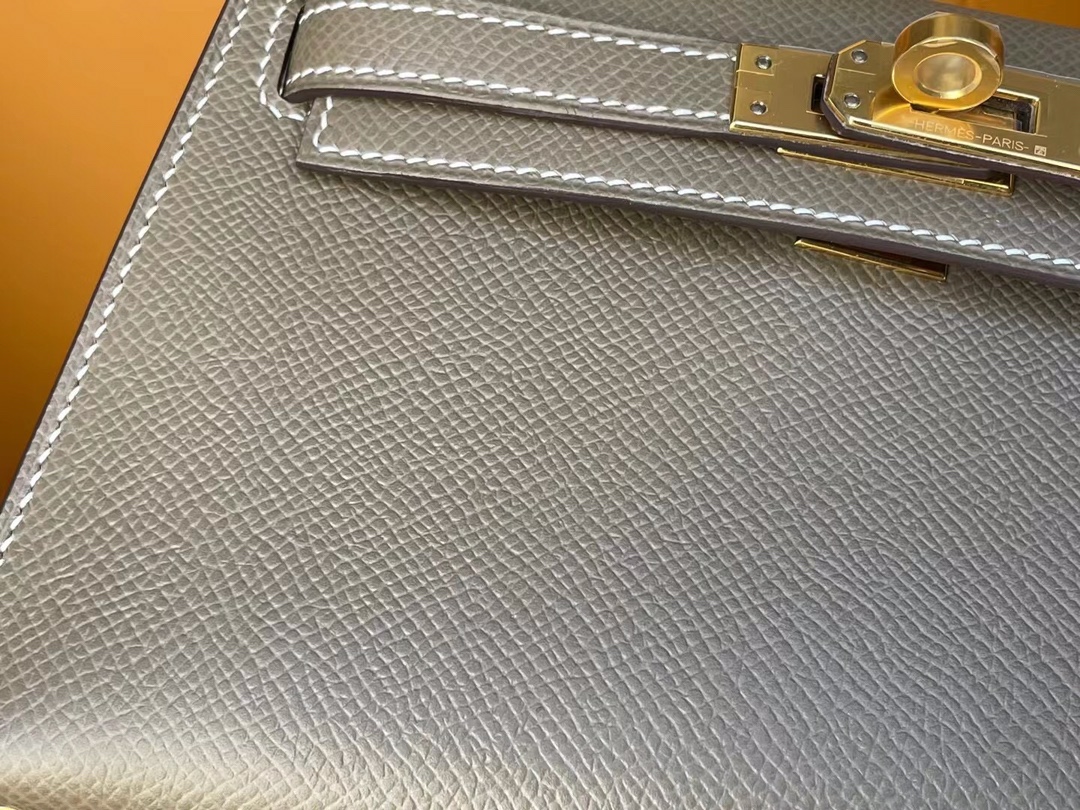 Mini Kelly 2nd generation elephant gray epsom leather
