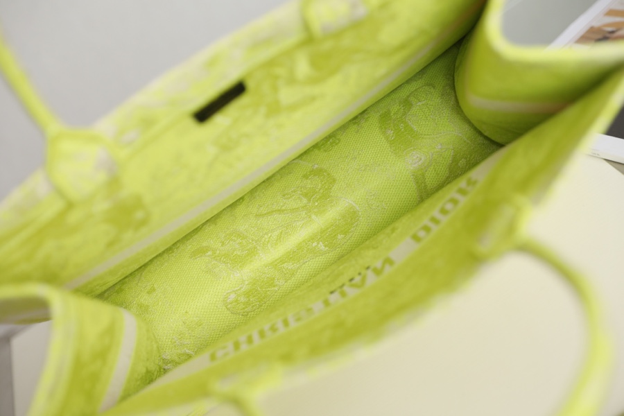 DIOR TOTE Fluorescent green embroidery