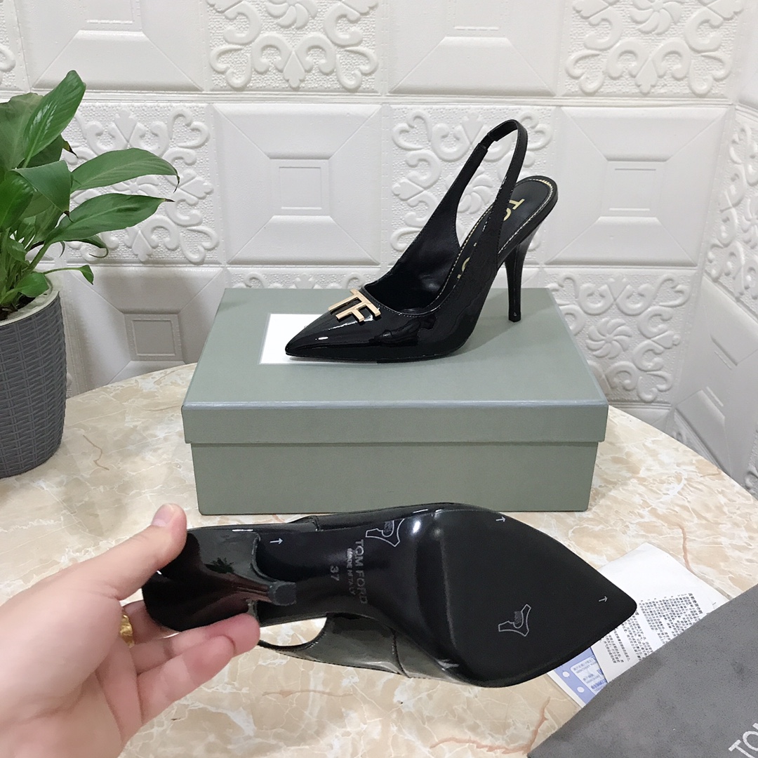 𝐓𝐎𝐌𝐅𝐎𝐑𝐃｜𝟐𝟎𝟐𝟑𝐒𝐒/𝐧𝐞𝐰 TOM high heeled bag toe sandals Original black leather outsole