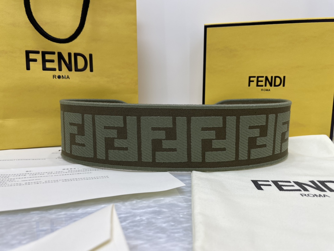 FENDI new embroidery    belt ✌️FF pattern wide belt