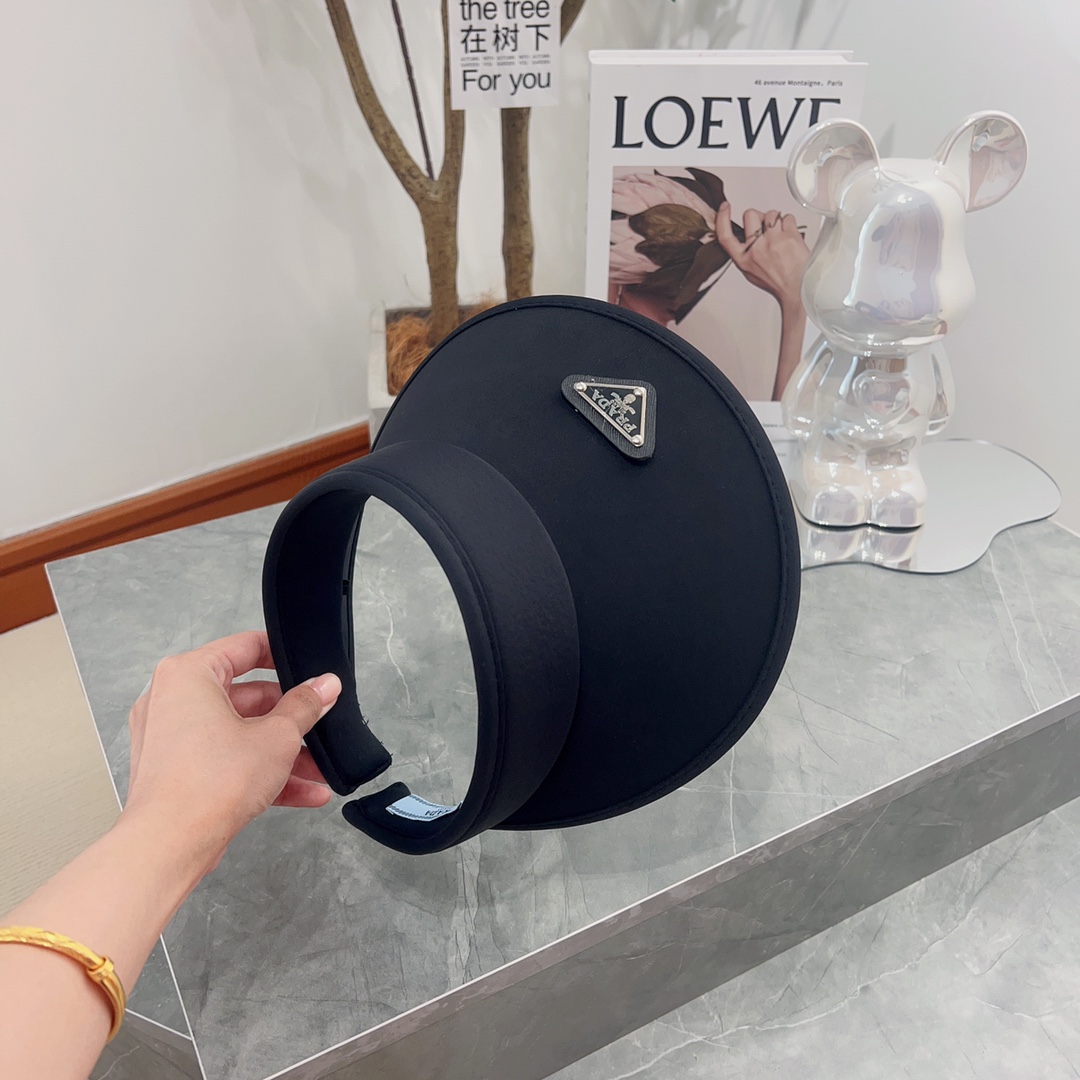 [PRADA Prada] 2023 summer new ice silk sun visor empty top hat