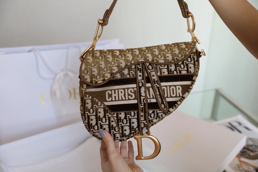 Dior Oblique Velvet Saddle Brown