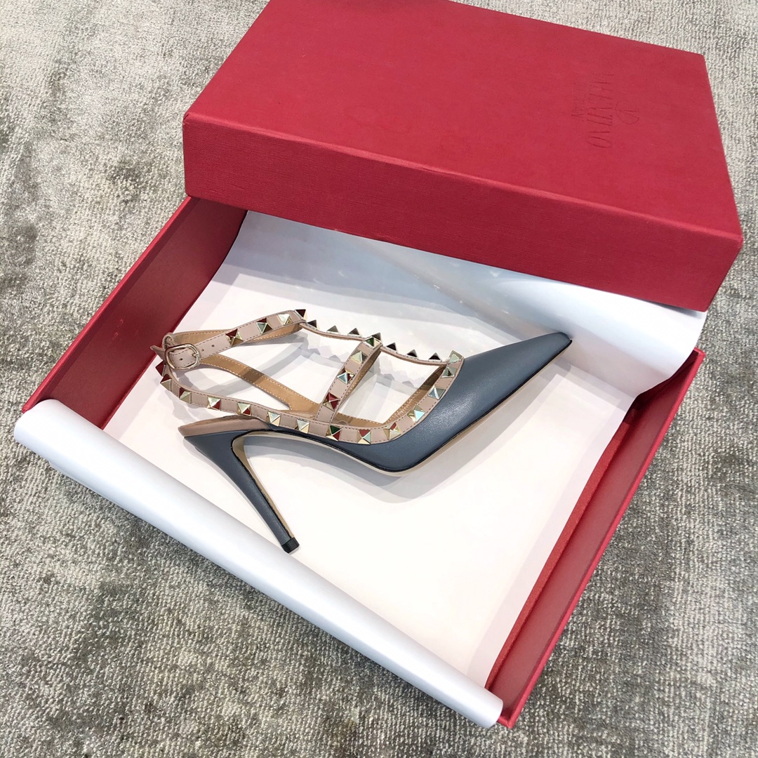 Valentino VT Collection Two Strap Mid Heel 10cm Haze Blue