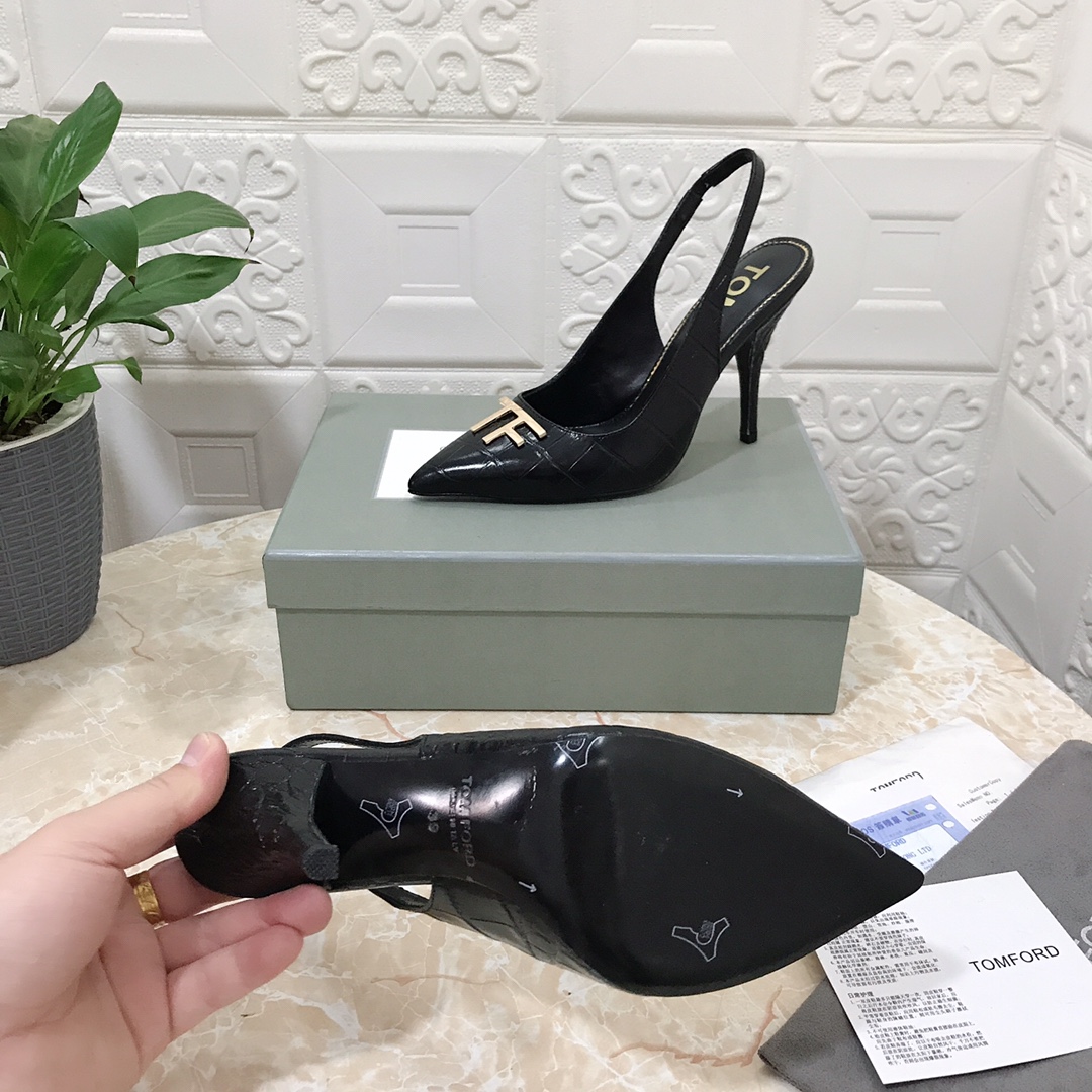𝐓𝐎𝐌𝐅𝐎𝐑𝐃｜𝟐𝟎𝟐𝟑𝐒𝐒/𝐧𝐞𝐰 TOM high heeled bag toe sandals Original black leather outsole