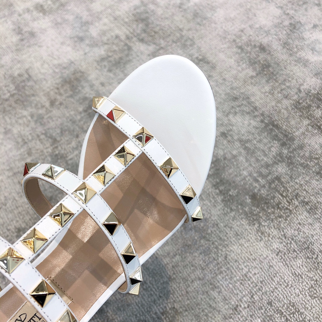 Valentino VT Collection Triple Strap Chunky Heel 6cm White
