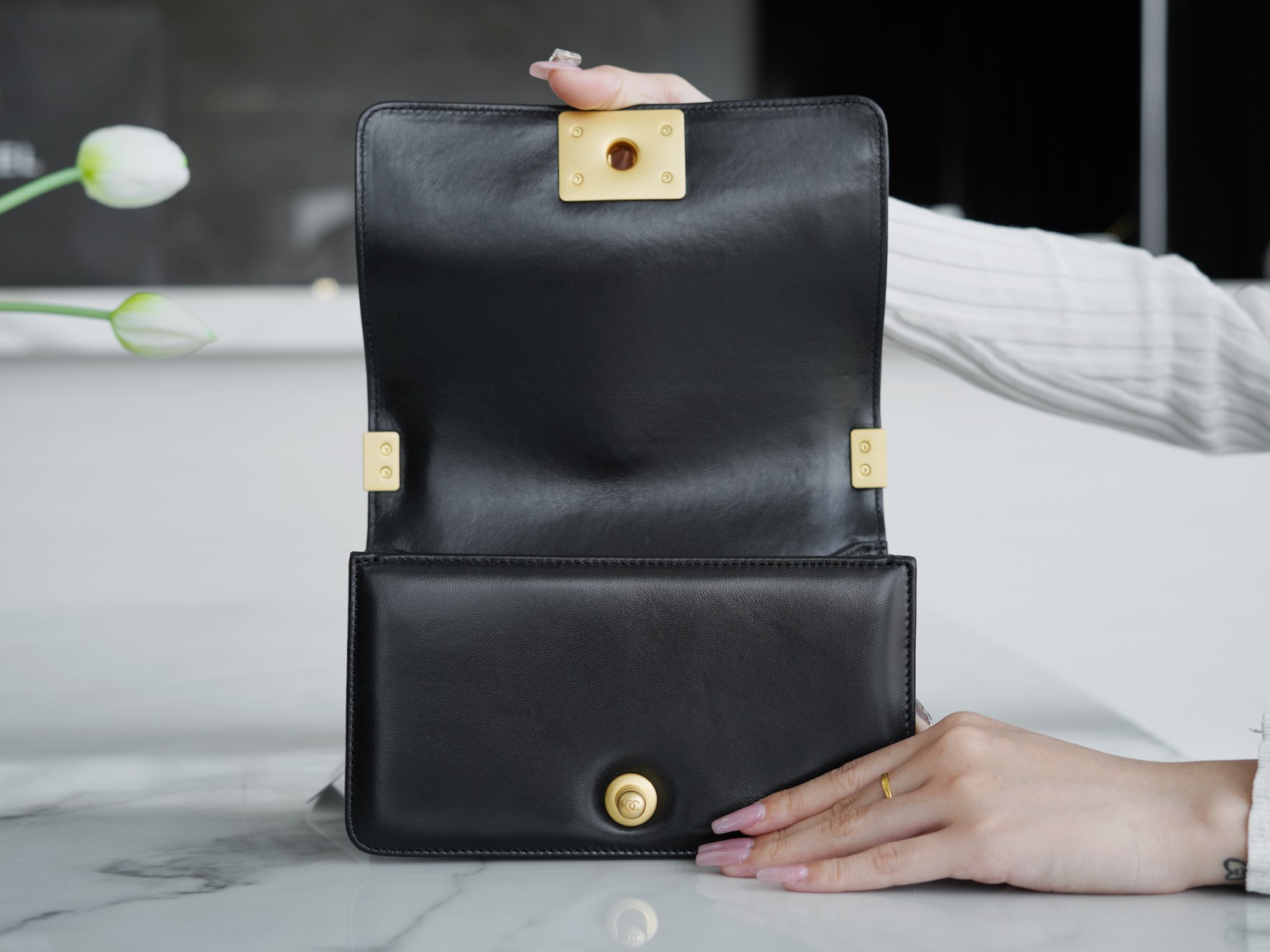 𝗖𝗵𝗮𝗻𝗲𝗹 𝗟𝗲𝗯𝗼 𝘆Italy 🇮🇹GR original lambskin：Small Black Gold