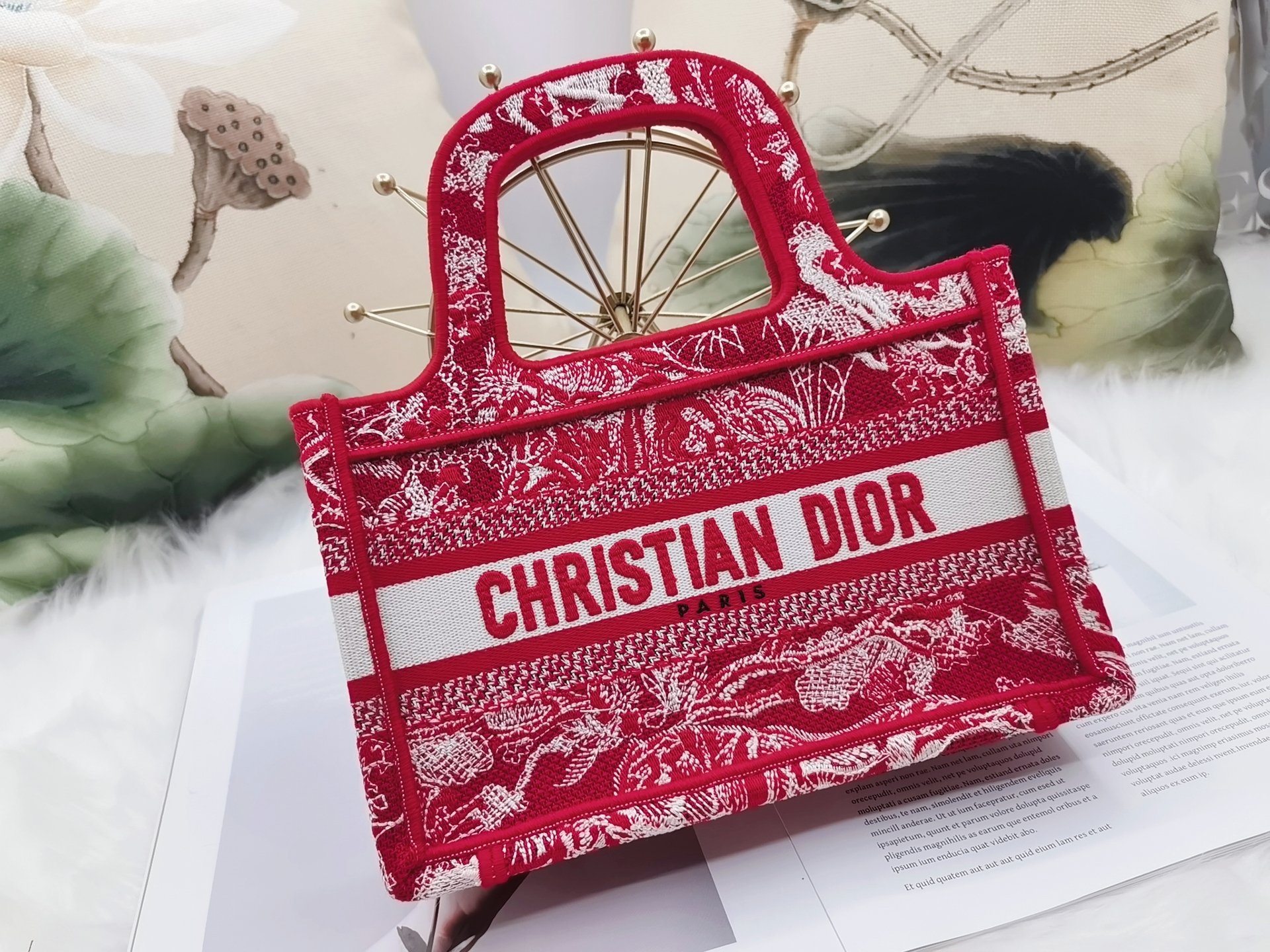 Dior Book Tote New Pattern Red Tiger Mini