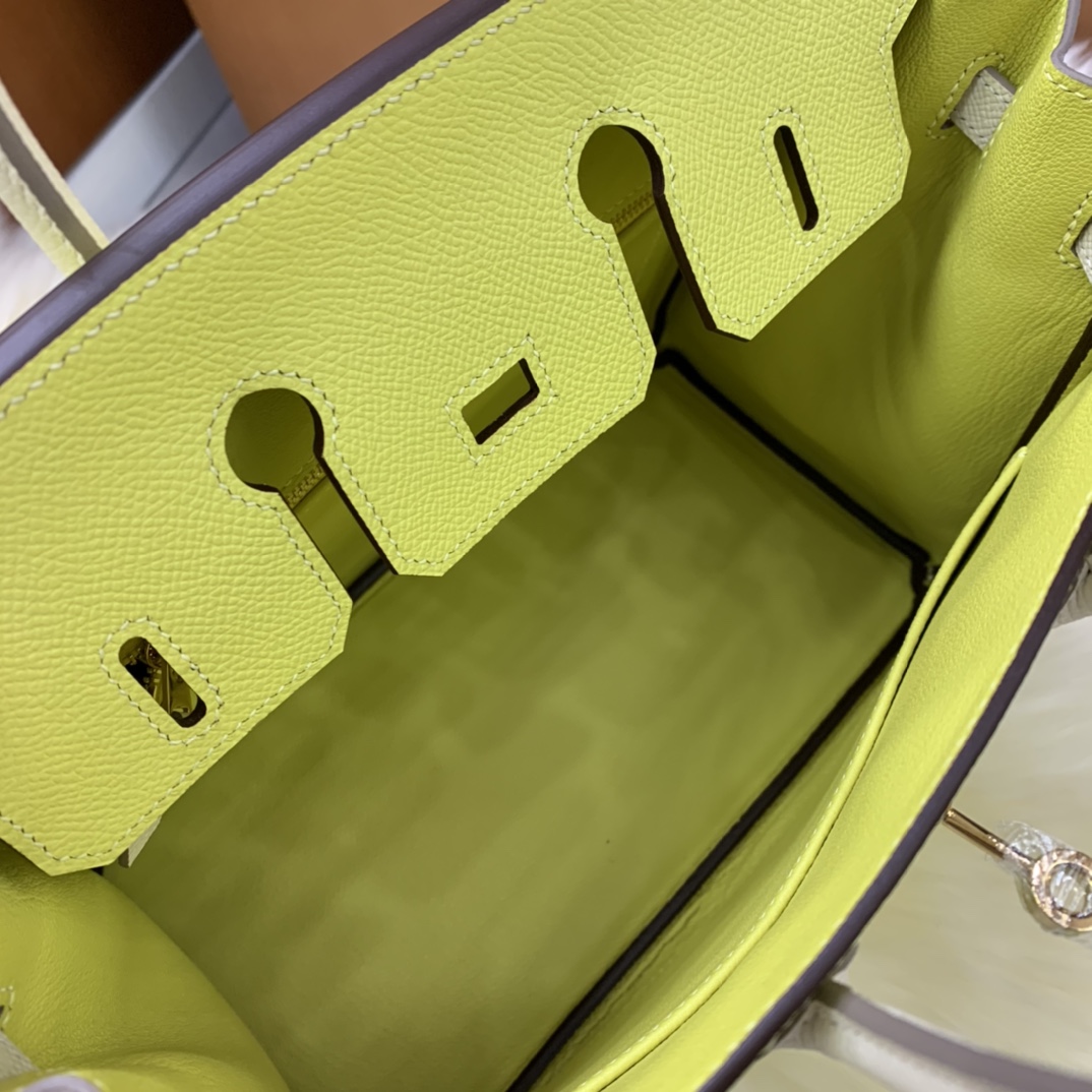 Birkin 25cm epsom lemon yellow ➕ milkshake white gold buckle