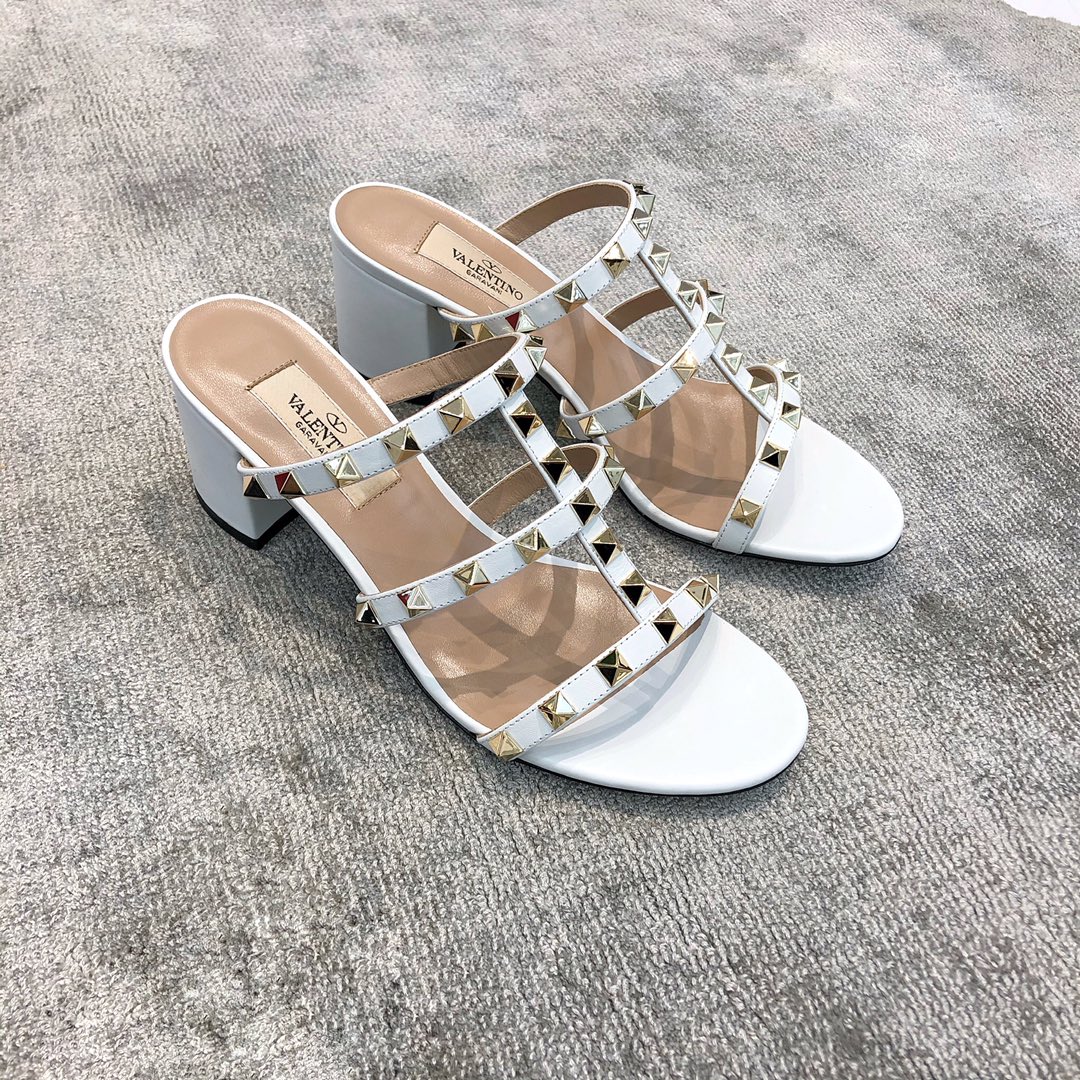 Valentino VT Collection Triple Strap Chunky Heel 6cm White