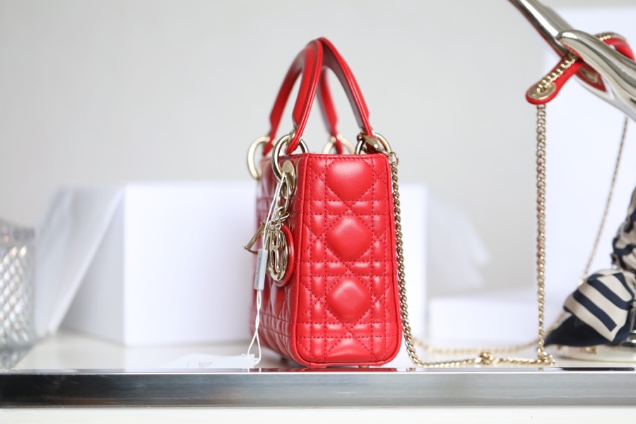 Lady red rattan lacquered GR original sheepskin mini Three compartments