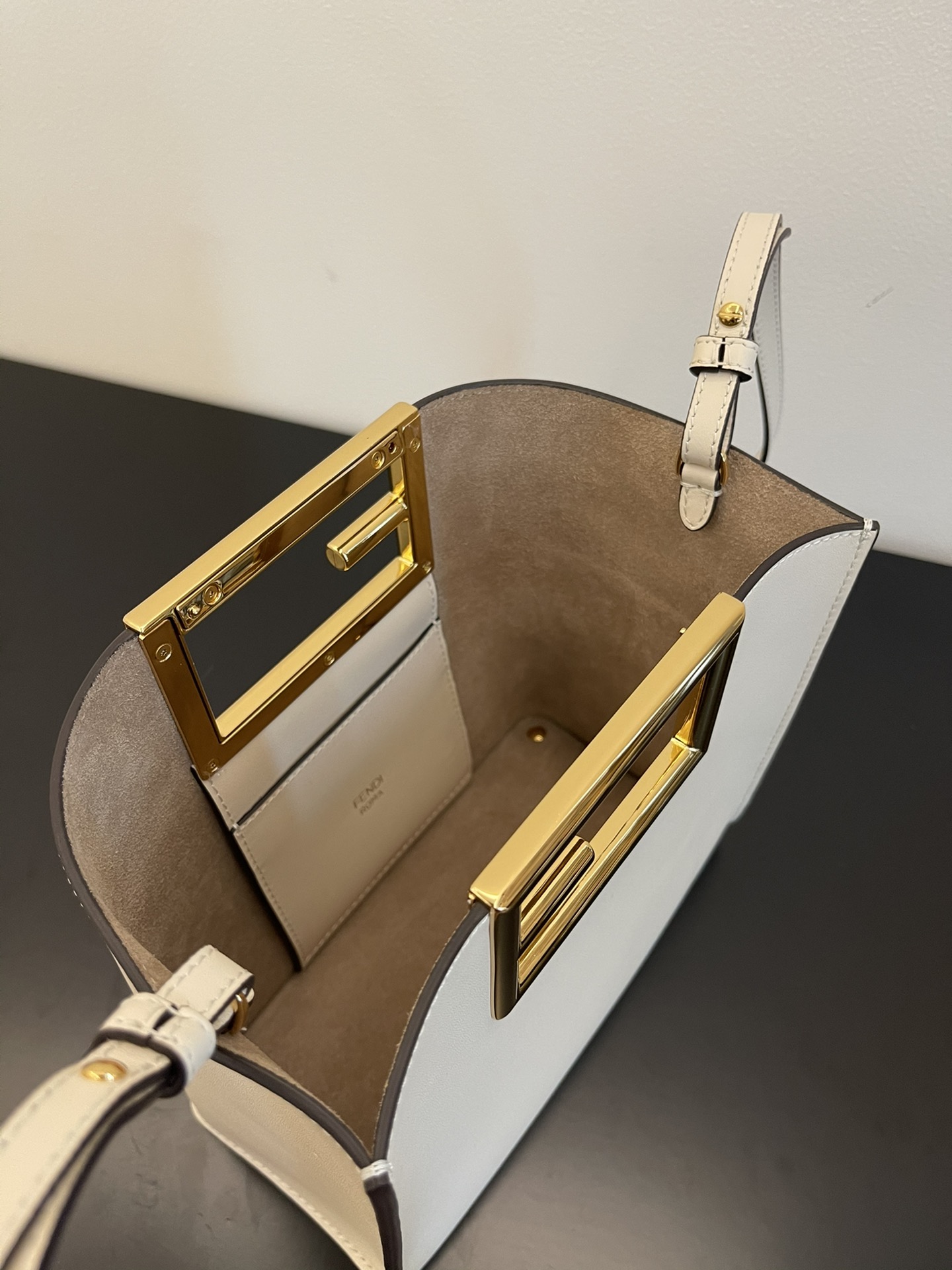 FENDI small beige Way new double F buckle handbag