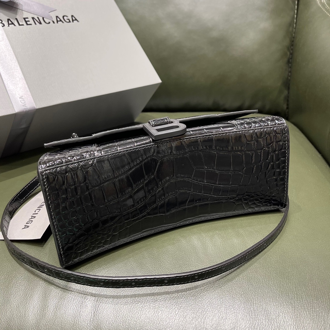 BALENCIAGA 𝐇𝐨𝐮𝐫𝐠𝐥𝐚𝐬𝐬𝐬 𝐒 crocodile-textured cowhide
