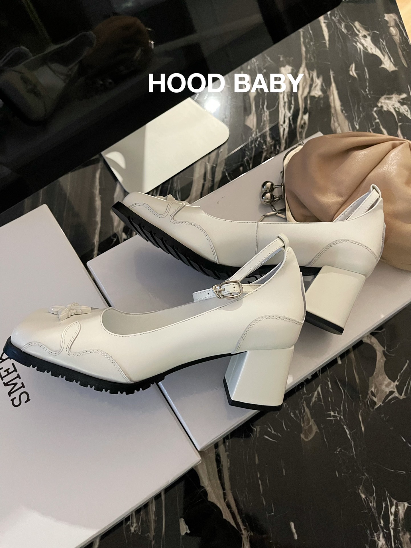 𝐒𝐌𝐅𝐊 ｜𝟐𝟎𝟐𝟐/𝐒𝐒 𝐧𝐞𝐰 SMFK New SM Cross Flower Series Chunky Heel Mary Jane Square Toe Sandals