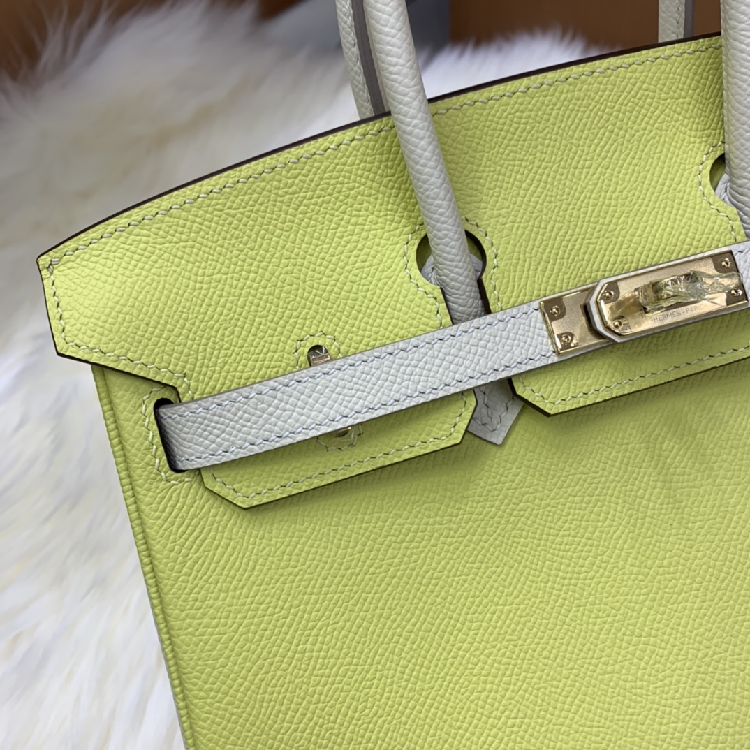 Birkin 25cm epsom lemon yellow ➕ milkshake white gold buckle