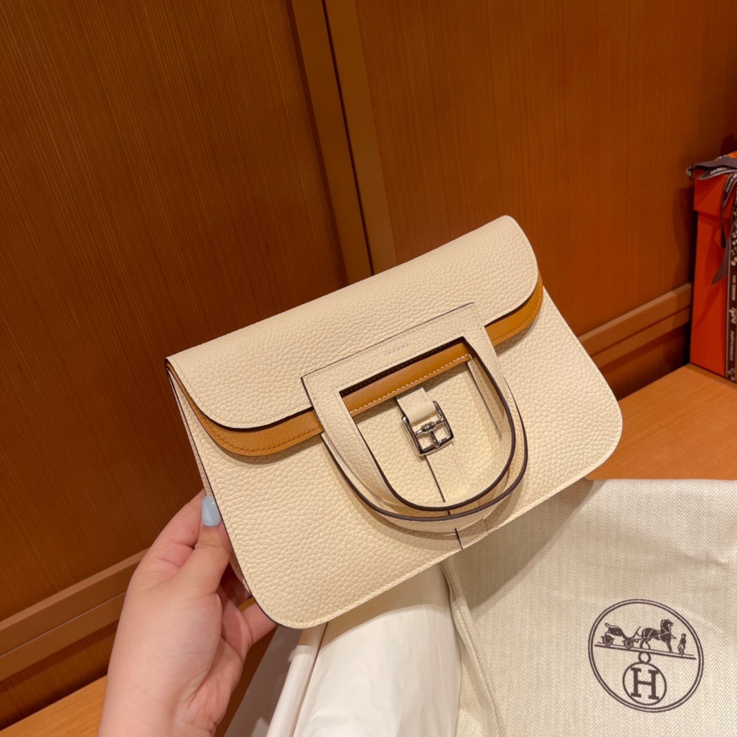 Halzan 25cm New stock tc leather i2 cream white spell 2S sesame color silver buckle