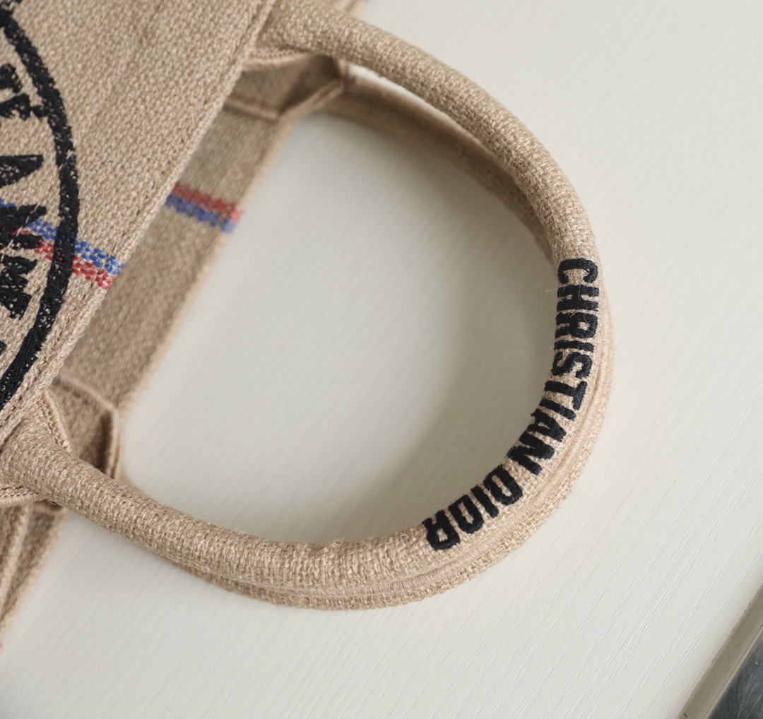 DIOR TOTE beige linen canvas