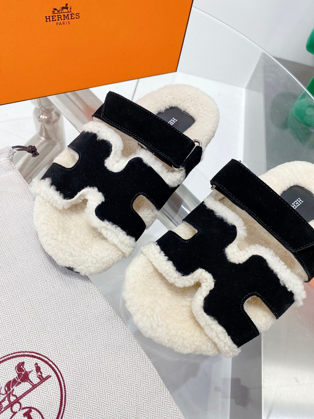 Hermes teddy fur uncle shoes