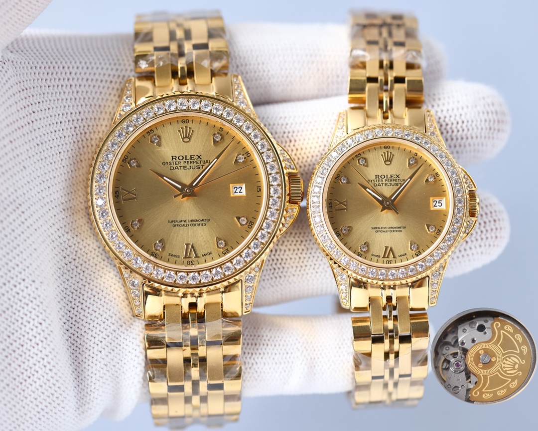 Rolex 316 top stainless steel material, stainless steel bezel set with multiple Swarovski diamonds