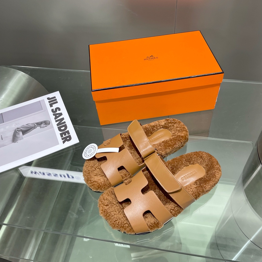 Hermes teddy fur uncle shoes