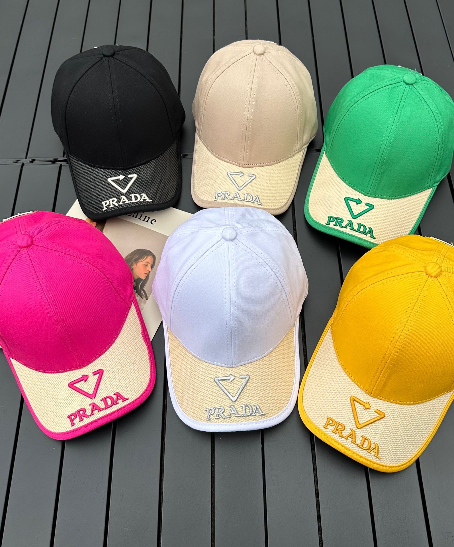 prada classic triangle logo baseball cap
