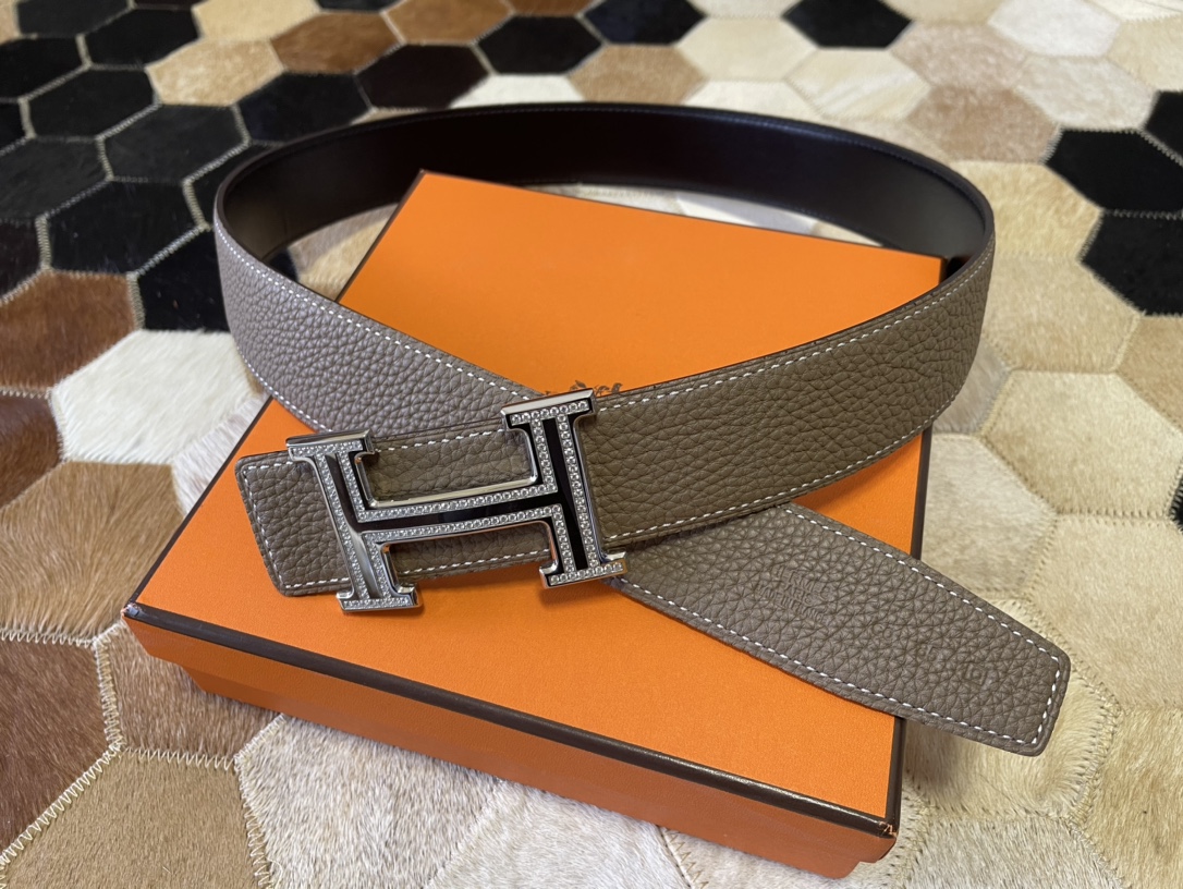 Hermes stainless steel double row diamond hanging buckle