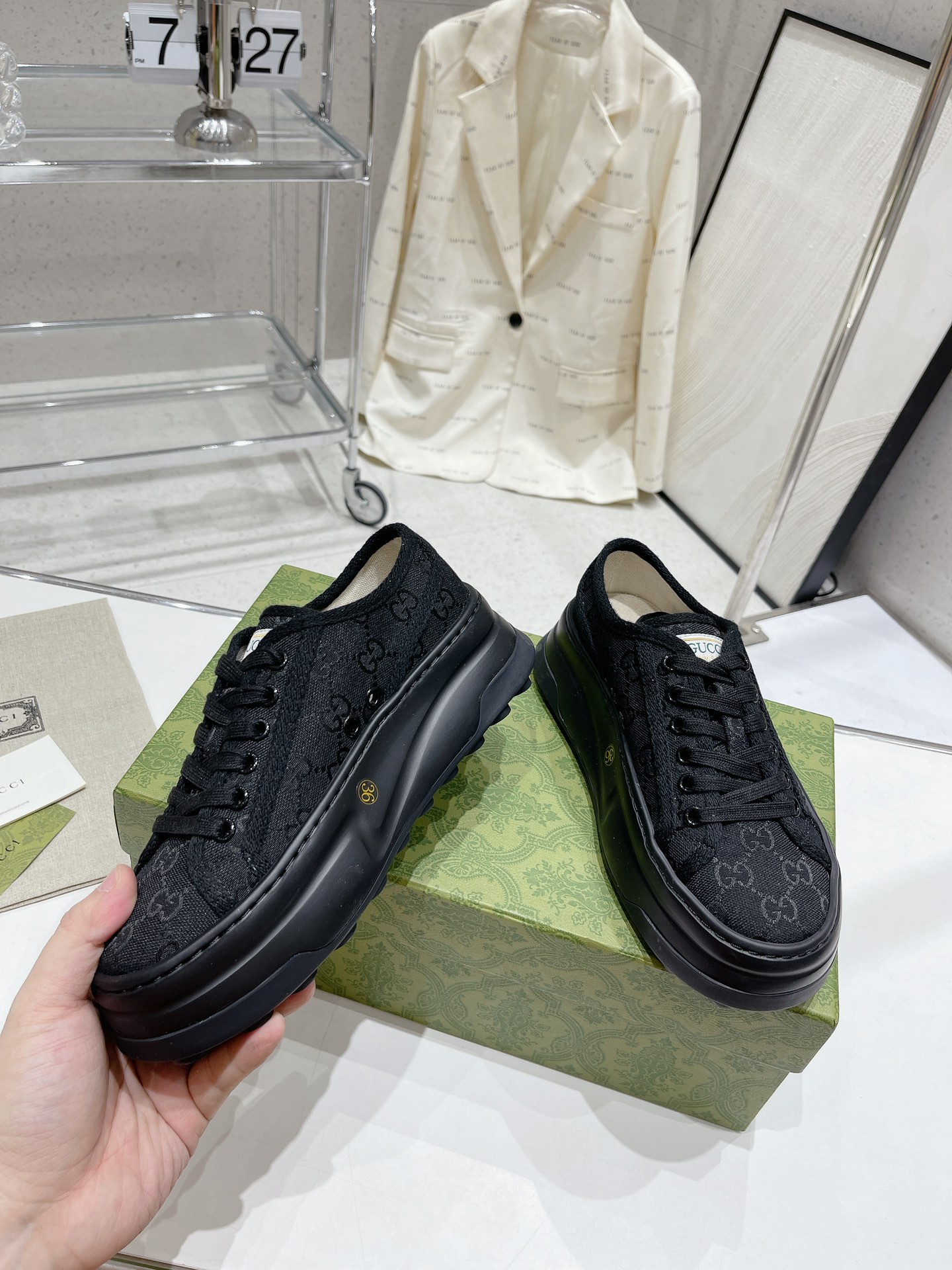 Gucci Explosive Presbyopia Canvas Casual Platform Shoes